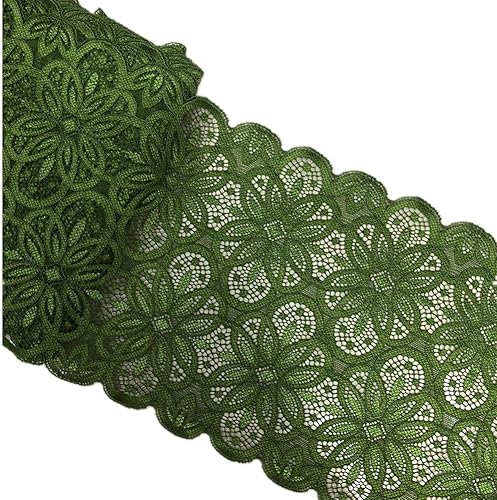 Miniatura 10 de 5 yardas de ancho 7 pulgadas Vintage Oval patrón elástico encaje ribete tela elástico encaje flores cinta para prendas de vestir artesanía