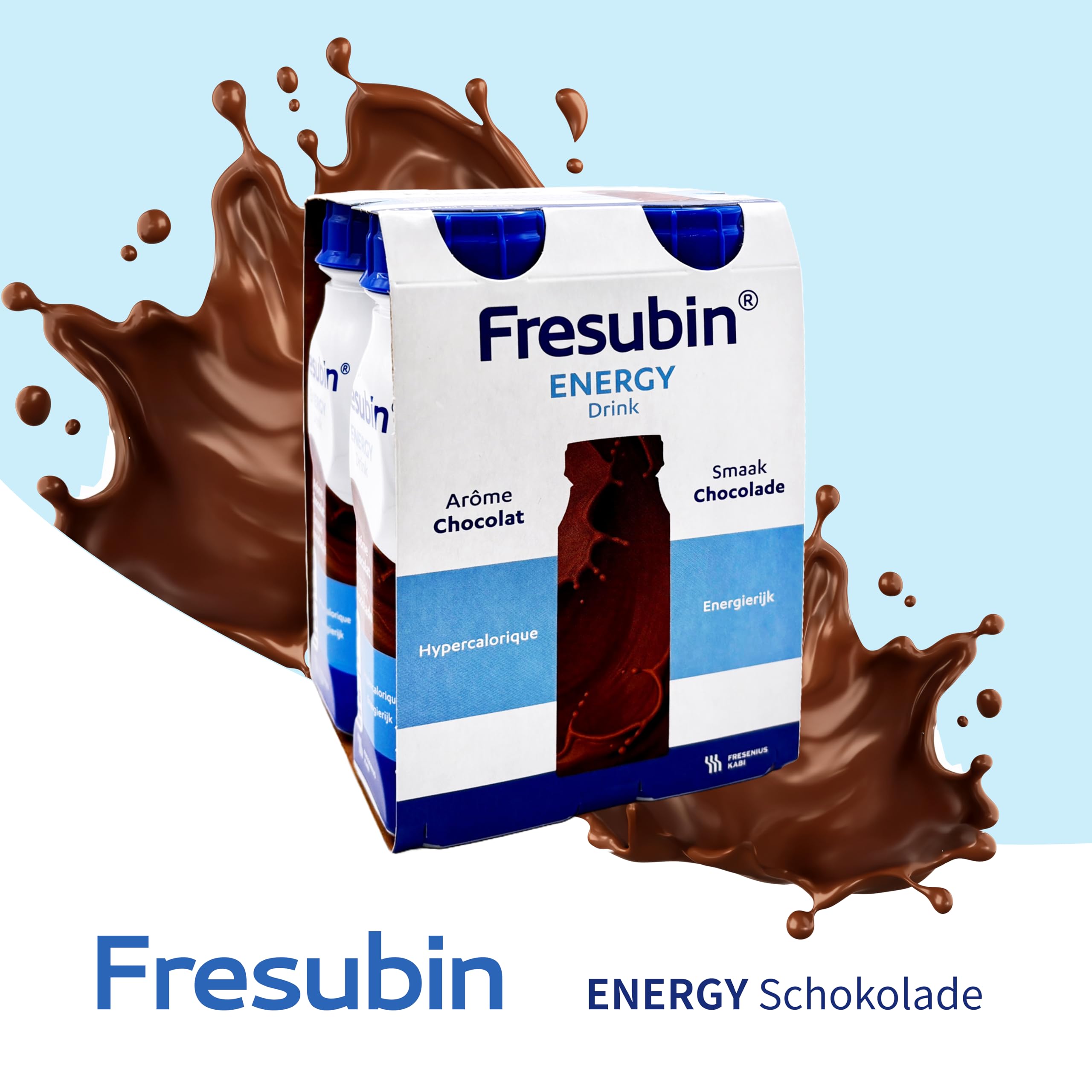 Fresubin Energy Drink - Schokolade Hochkalorische Trinknahrung von Fresenius Kabi, 300 kcal pro Flasche, laktosearm, Ballaststoffarm ideal bei Mangelernährung (200 ml (24er Pack), Schokolade)