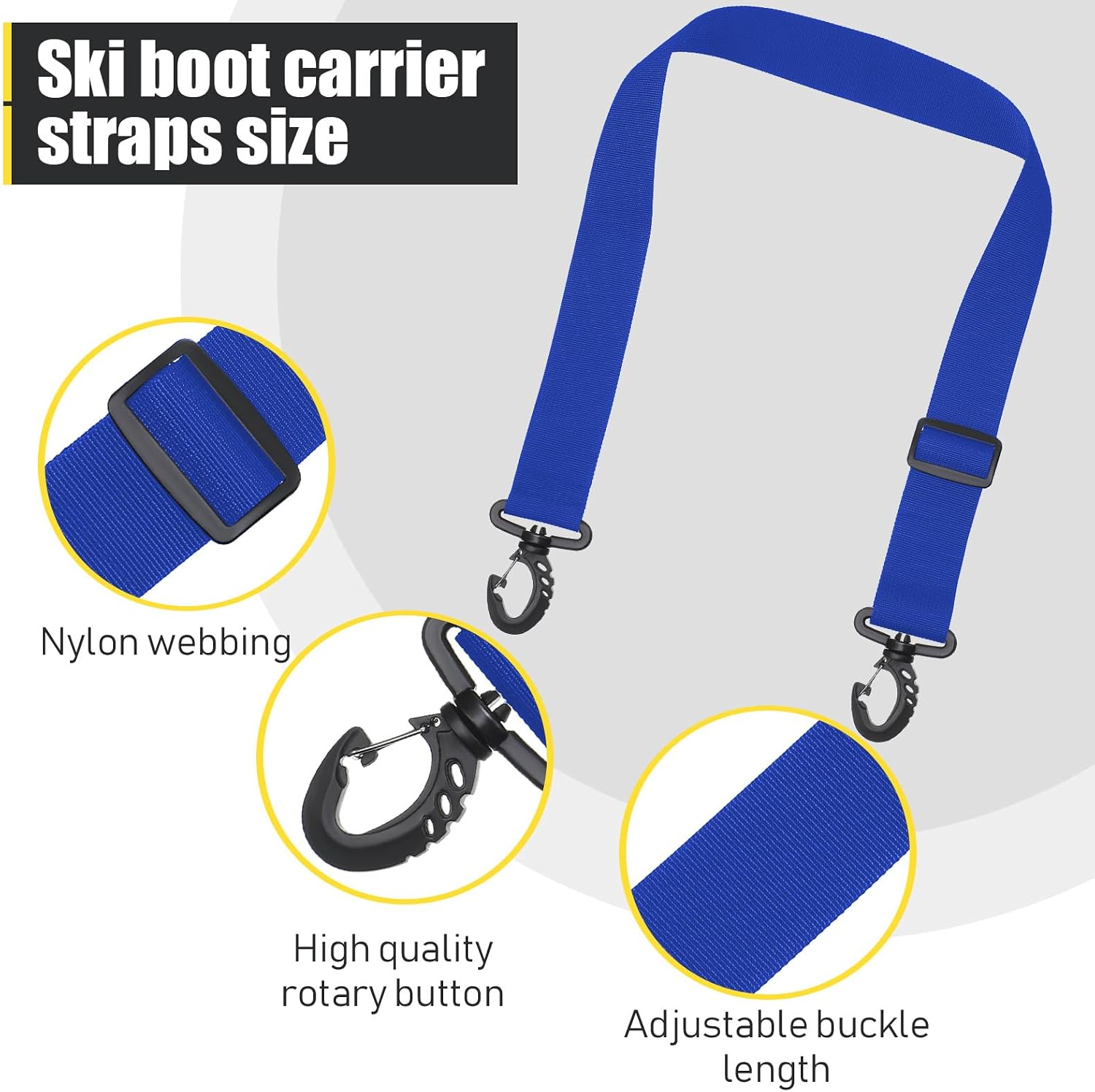 Skylety 4 Pieces Ski Boot Carrier Straps Adjustable Snowboard Strap Shoulder Sling Leash Ice Skates Shoulder Carrier Winter Gear Leash Sport Snowboard Accessories