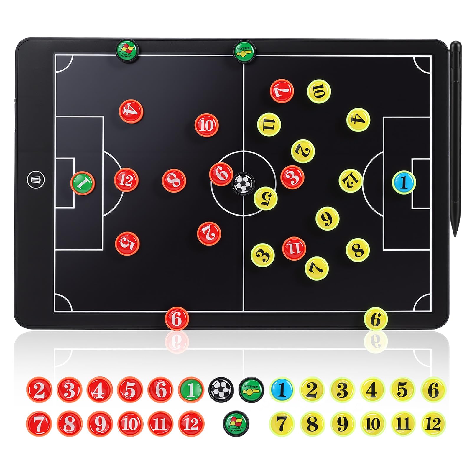 Tablero de tácticas LCD 16 pulgadas fútbol, electrónico mejorado, bloc escritura táctico magnético marco ABS, impermeable resistente caídas con bolígrafo