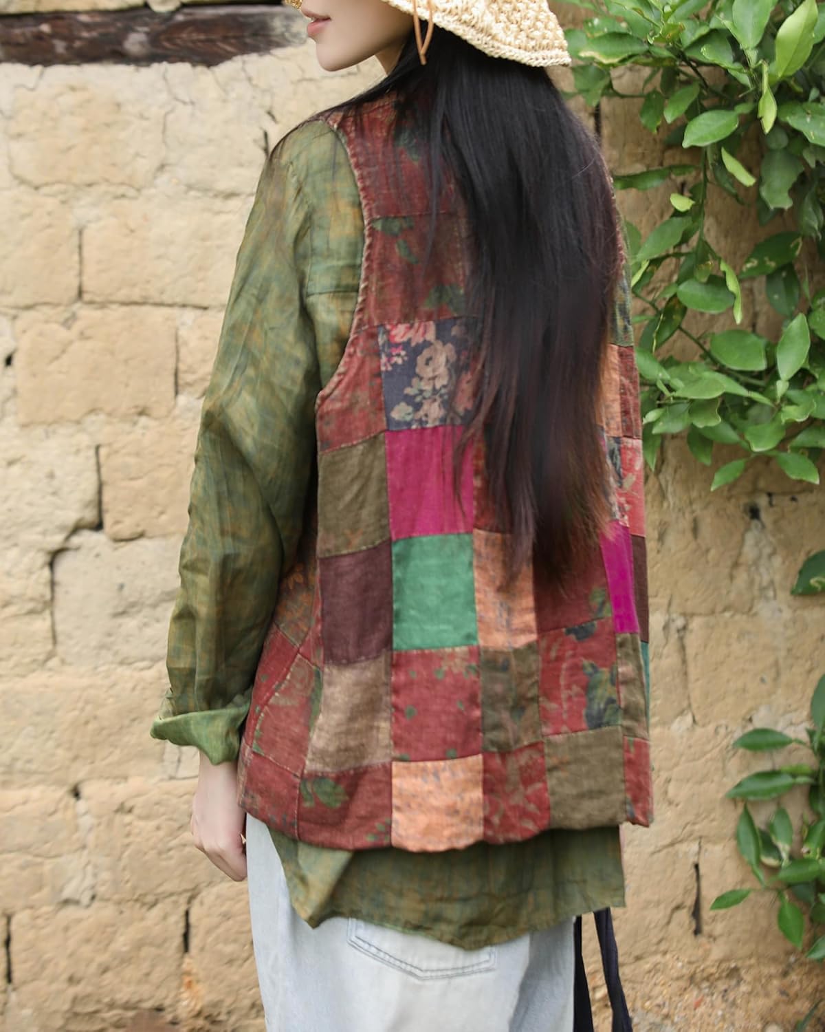 Women's Lightweight Patchwork Quilted Vest Sleeveless Jacket Layering Cotton Piece Padded Design Random Color