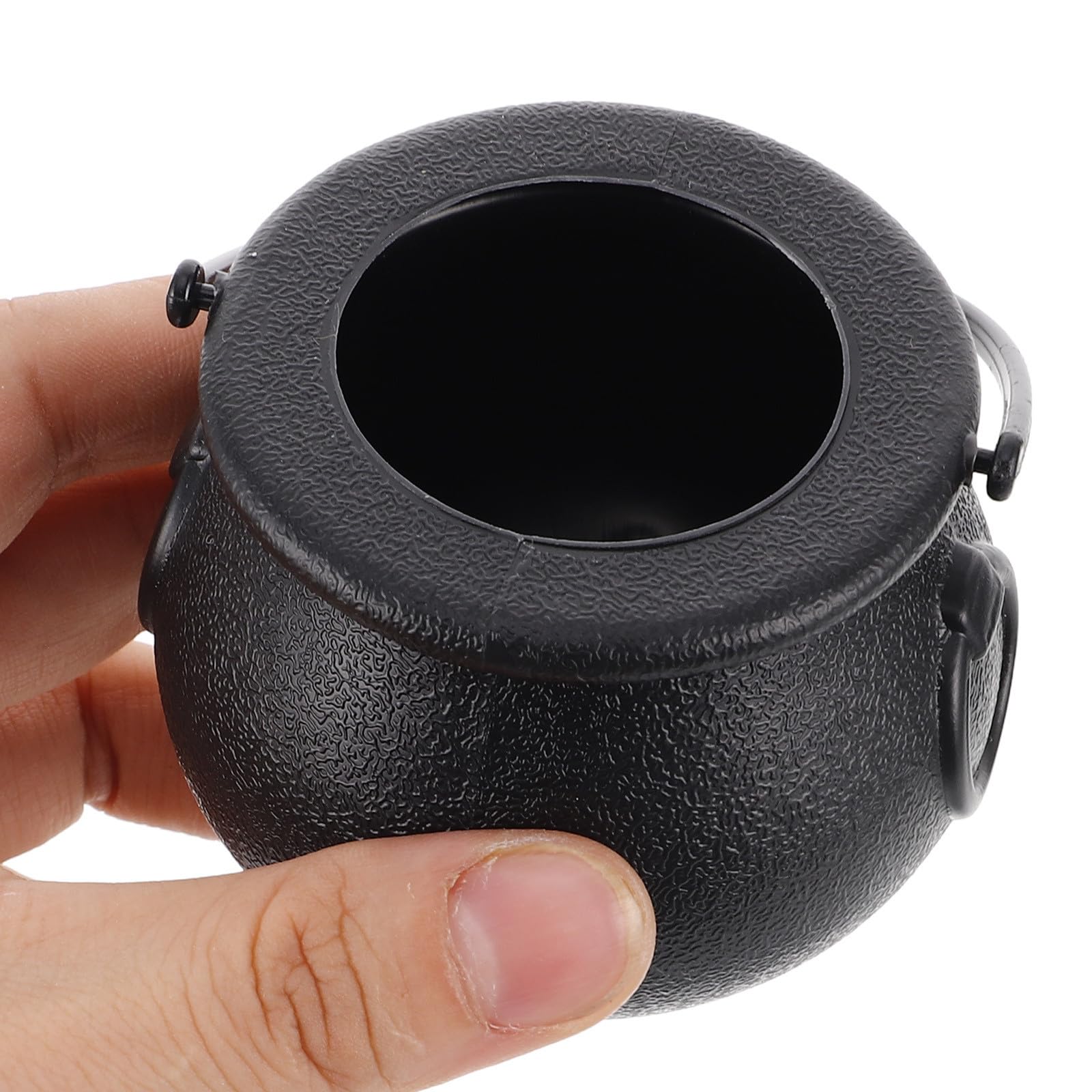 TIDTALEO Cubo de Dulces de Halloween Negro Asa Fiestas, 12 Piezas, Pequeño Caldero de Plástico para Recolectar Caramelos y Trucos