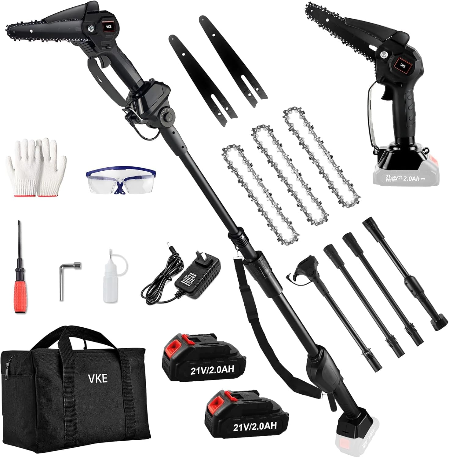 高枝チェーンソー 最大長さ230cm 高さ4段階調整 高枝切り電動