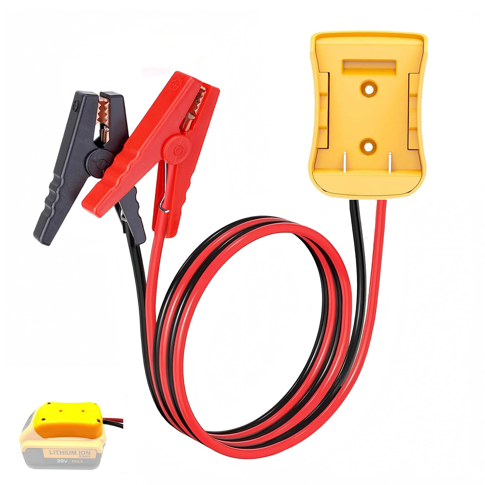 Jumper Cables with Adapter Compatible with Dewalt 20V Battery 2FT 8AWG Portable Battery Dewalt Jumper Starter Auto Booster