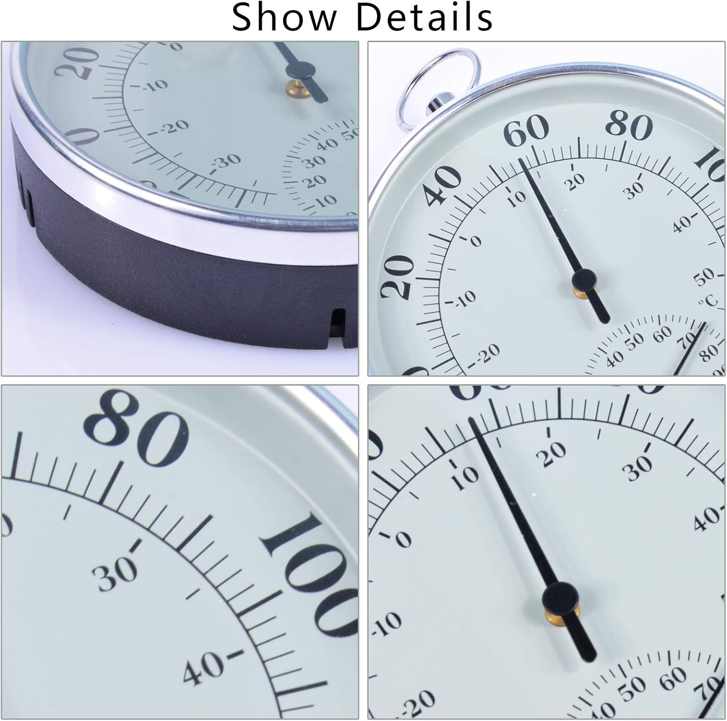 CHIVENIDO Indoor Outdoor Thermometer Wireless - Weather Dial Hygrometer Thermometer, No Battery Required Hanging Hygrometer for Wall, Table, Car, Greenhouse or Decorative, Round 4" in Diameter : Patio, Lawn & Garden