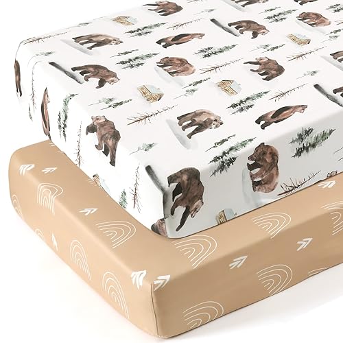 Miniatura 2 de Juego de 2 sábanas elásticas de punto de jersey ultra suave, se adapta a todas las almohadillas de colchón estándar de cuna seguras y acogedoras,