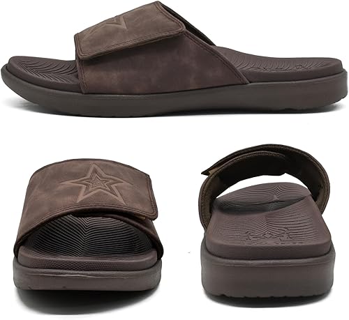 Miniatura 6 de KuaiLu Sandalias deportivas para hombre con cojín suave y soporte de arco para fascitis plantar, puntera abierta, ajustables, para interiores y