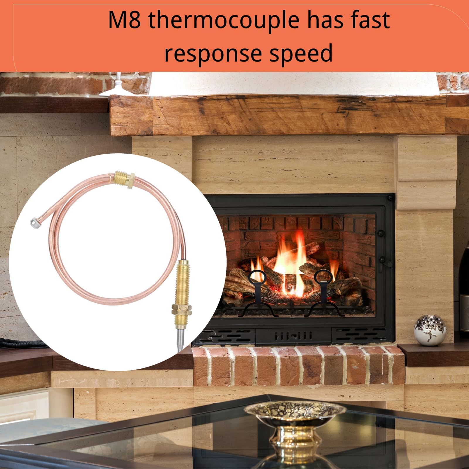 Termopar de Gas Universal M8 de 600mm, Sonda para Calentador de Gas, Brasero, Horno, Calentador de Agua, Rápida Respuesta y Rendimiento Estable, Pieza de Repuesto y Accesorio de Reemplazo