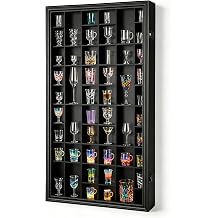 46 Wall Mounted Shot Glass Display Case UV Protection Black