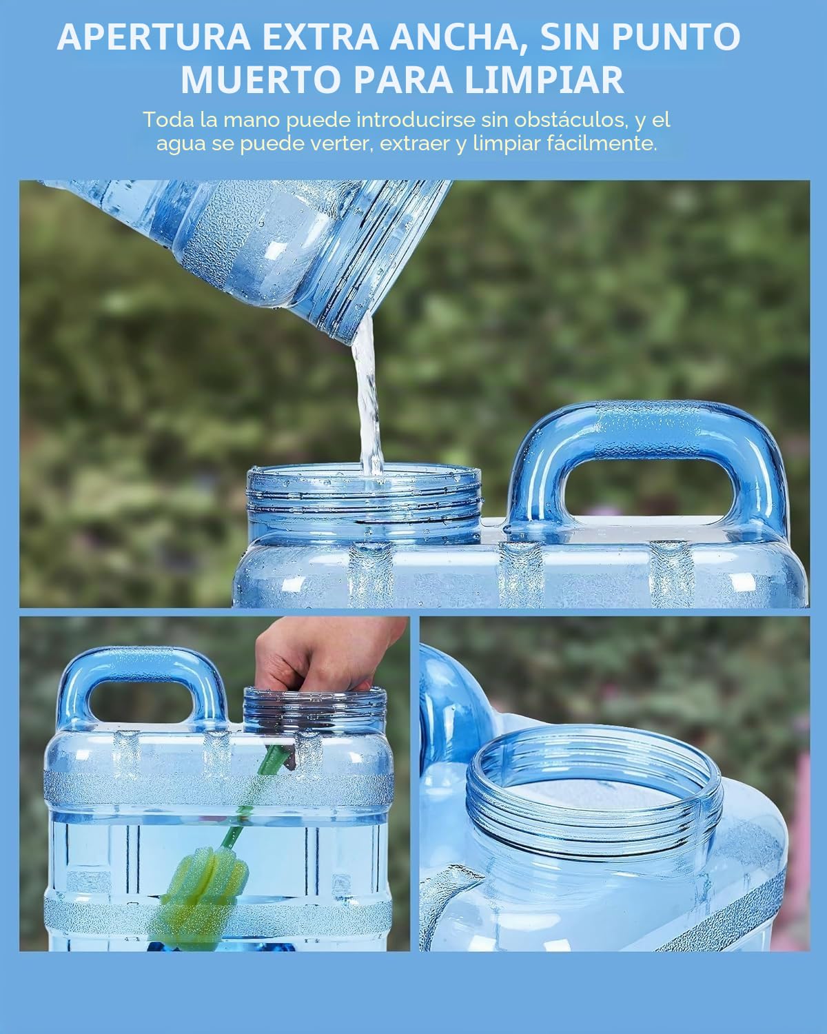 RUYI Bidón de Agua con Grifo y Tapa de Rosca, bidón de Agua para Camping, sin BPA, depósito de Agua portátil con asa para Caravana, Picnic