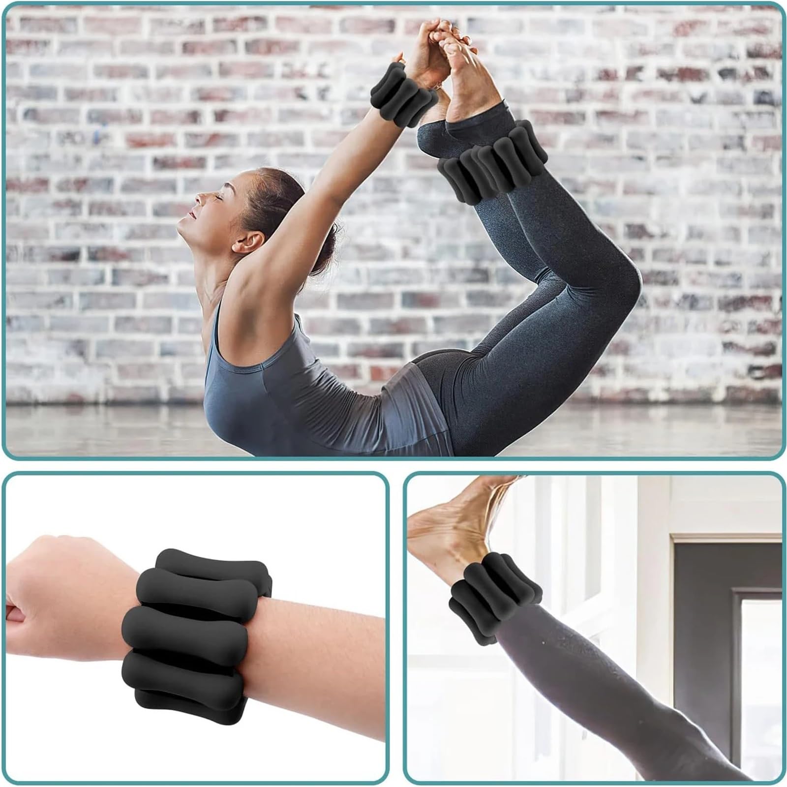 Cavigliere Pesi Braccialetto portante da 2 libbre for bodybuilding, indossabile da polso e caviglia, in silicone, for allenamento con pesi