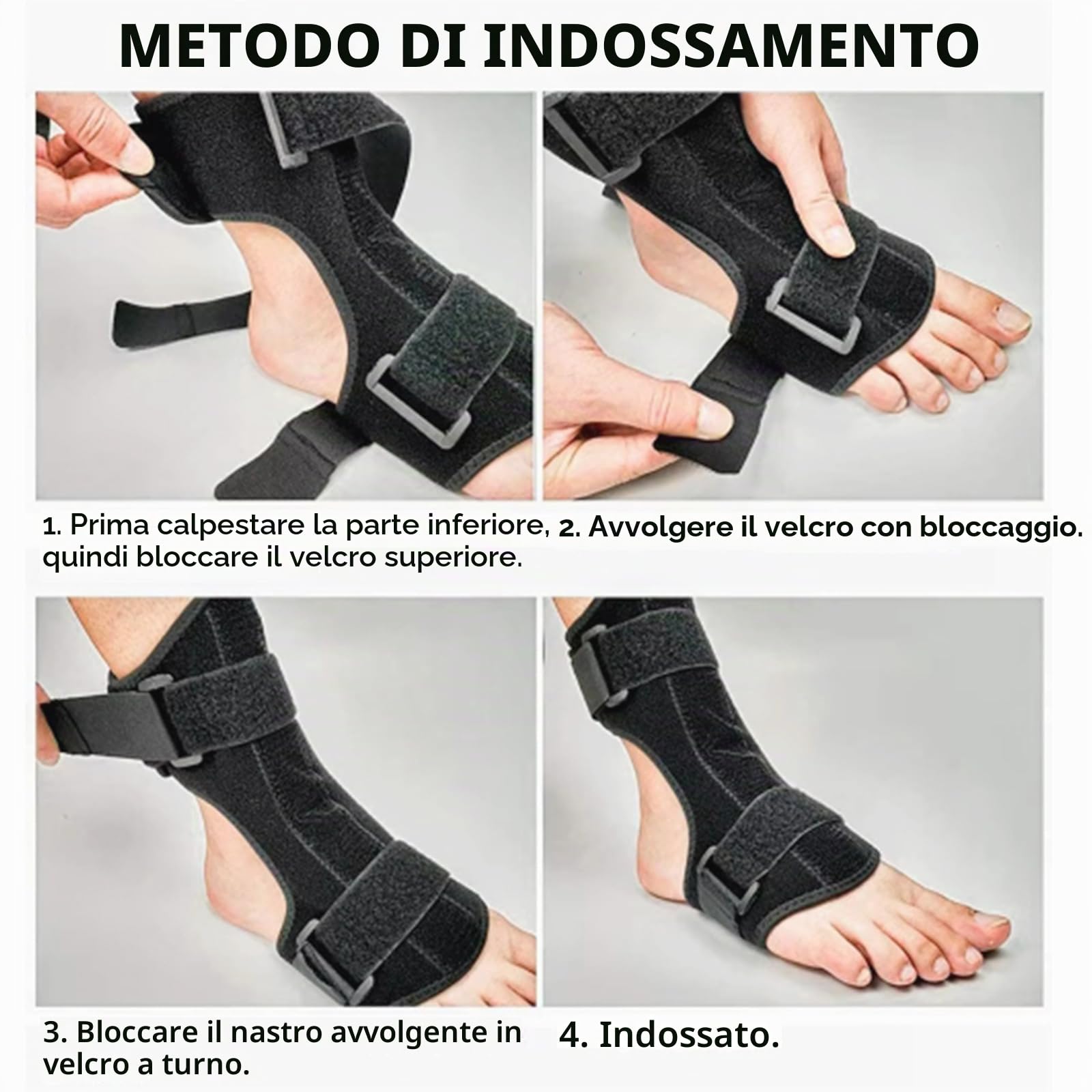 Tutore per piede per debolezza del muscolo elevatore del piede, ortesi per caviglia, stabilizzazione regolabile della caviglia e supporto per l'abbassamento del piede. Aiuta in caso di piede