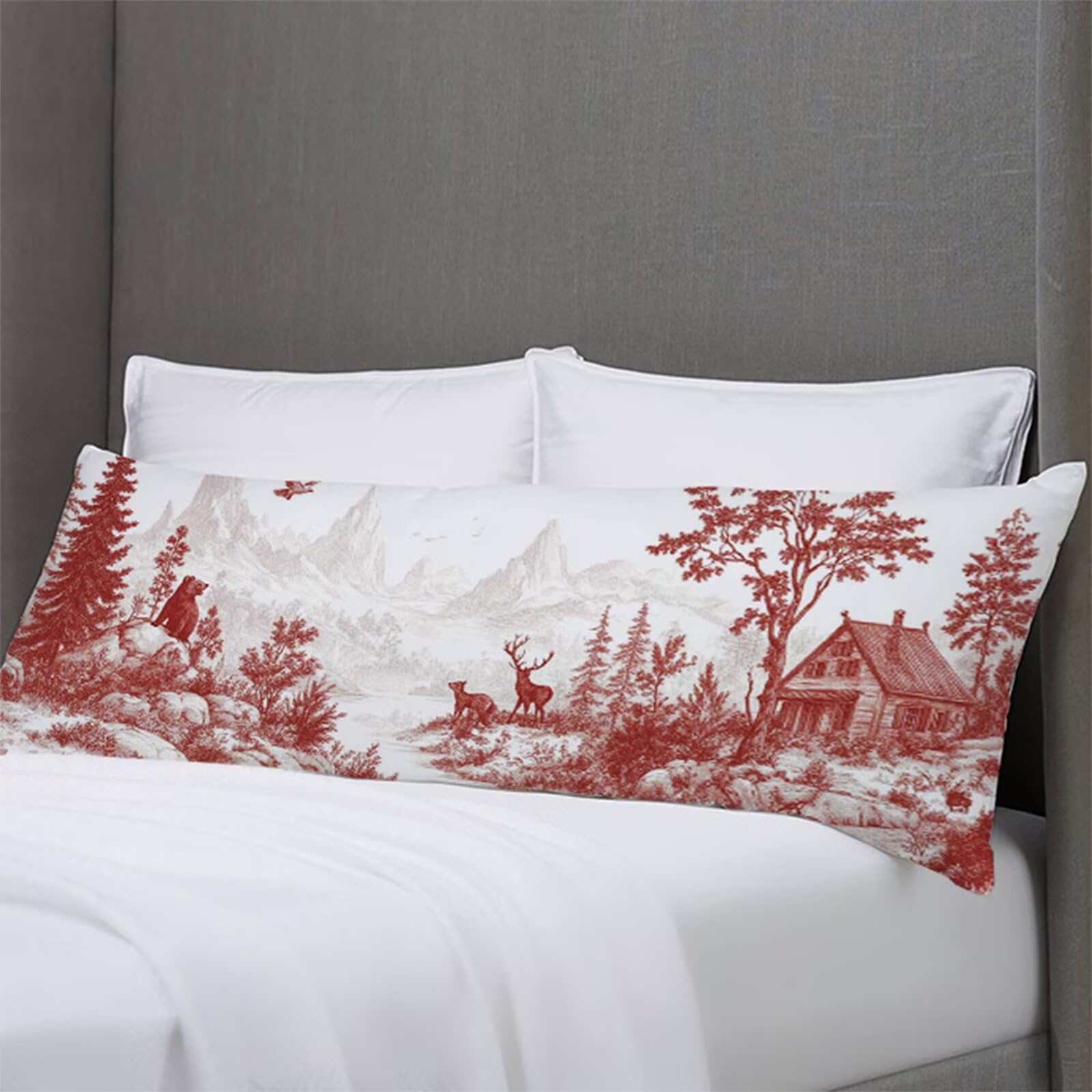 Poszewka 50 x 180 cm Burgundia Body Pillow Krajobraz Poduszka do spania na boku i poszewki na poduszki w ciąży Poszewka na poduszkę Łóżko z niewidocznym zamkiem błyskawicznym Miękka aksamitna poduszka