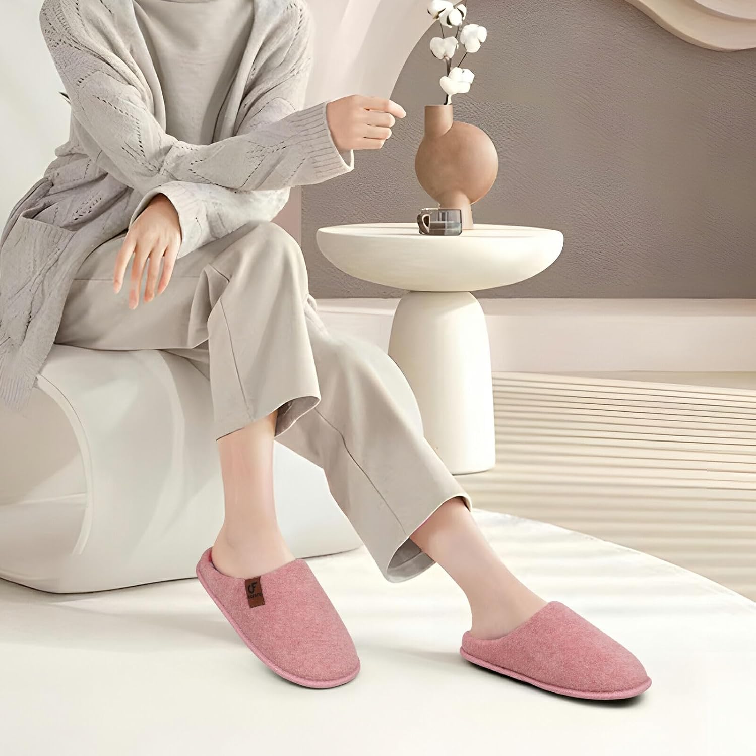 COFACE Unisex Mens Womens Cozy Memory Foam Scuff Slippers Casual Slip On Warm House Shoes Indoor/Outdoor Felt Sandal Slippers Size 4-15 - Image 3