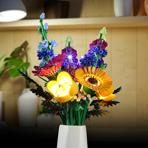 Miniatura 25 de Vaodest Luz LED para modelo de ramo de flores Lego 10280, diseño y configuración compatible con el modelo 10280