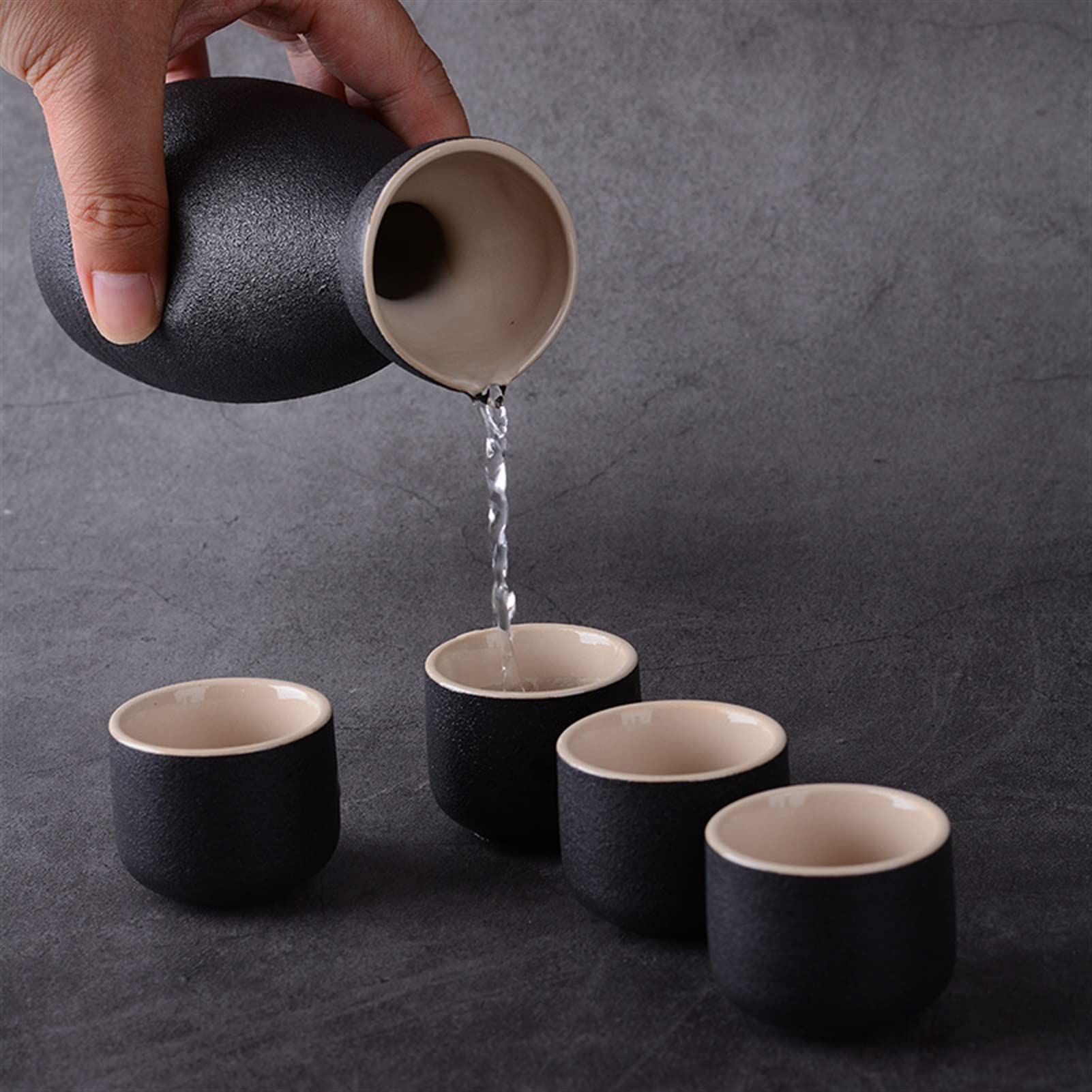 Juego de 7 piezas para servir sake de cerámica tradicional, incluye 1 olla y 6 tazas, adecuado para restaurantes familiares