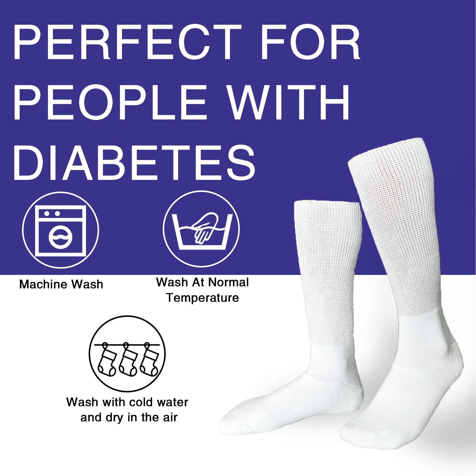 Calcetines para diabéticos extra anchos 2 pares de calcetines bariátricos anchos no vinculantes para hospitales hinchados neuropatía para hombres y mujeres