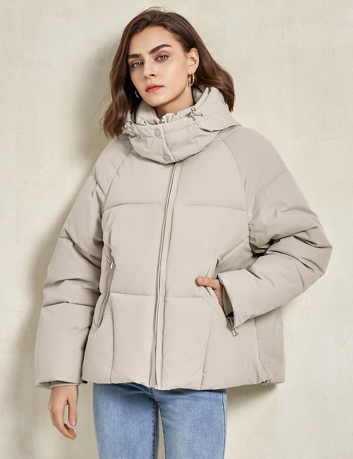 Gihuo Womens Puffer Jacket Winter Warm Coats Hooded Quilted Jackets with Removable Hood - Image 5
