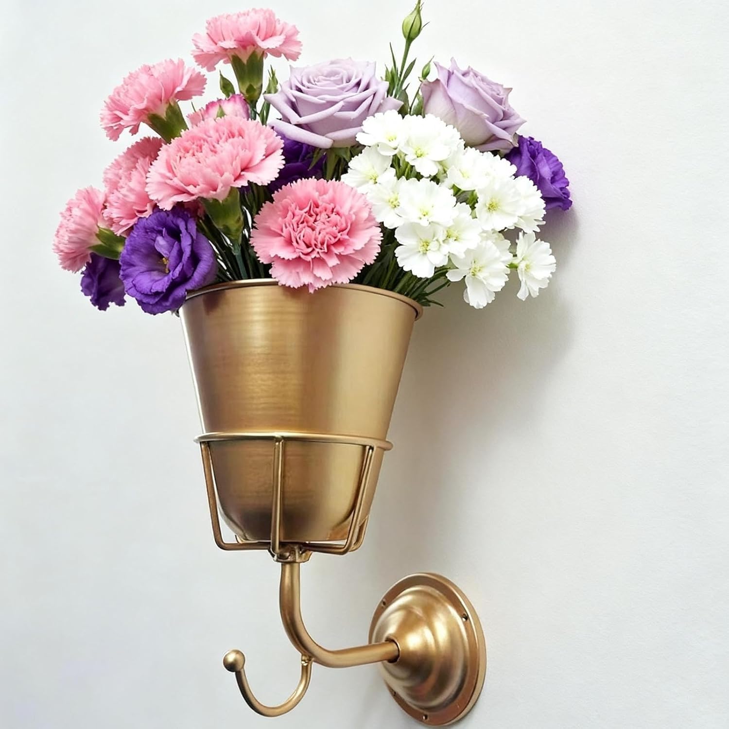Handcrafted Opal Wall Vessel – Vintage Brass Wall Vase & Hanging Organizer, Indoor Plant Pot/Planter Pot & Flower Pot for Indoor Plants, Stylish Wall Decor