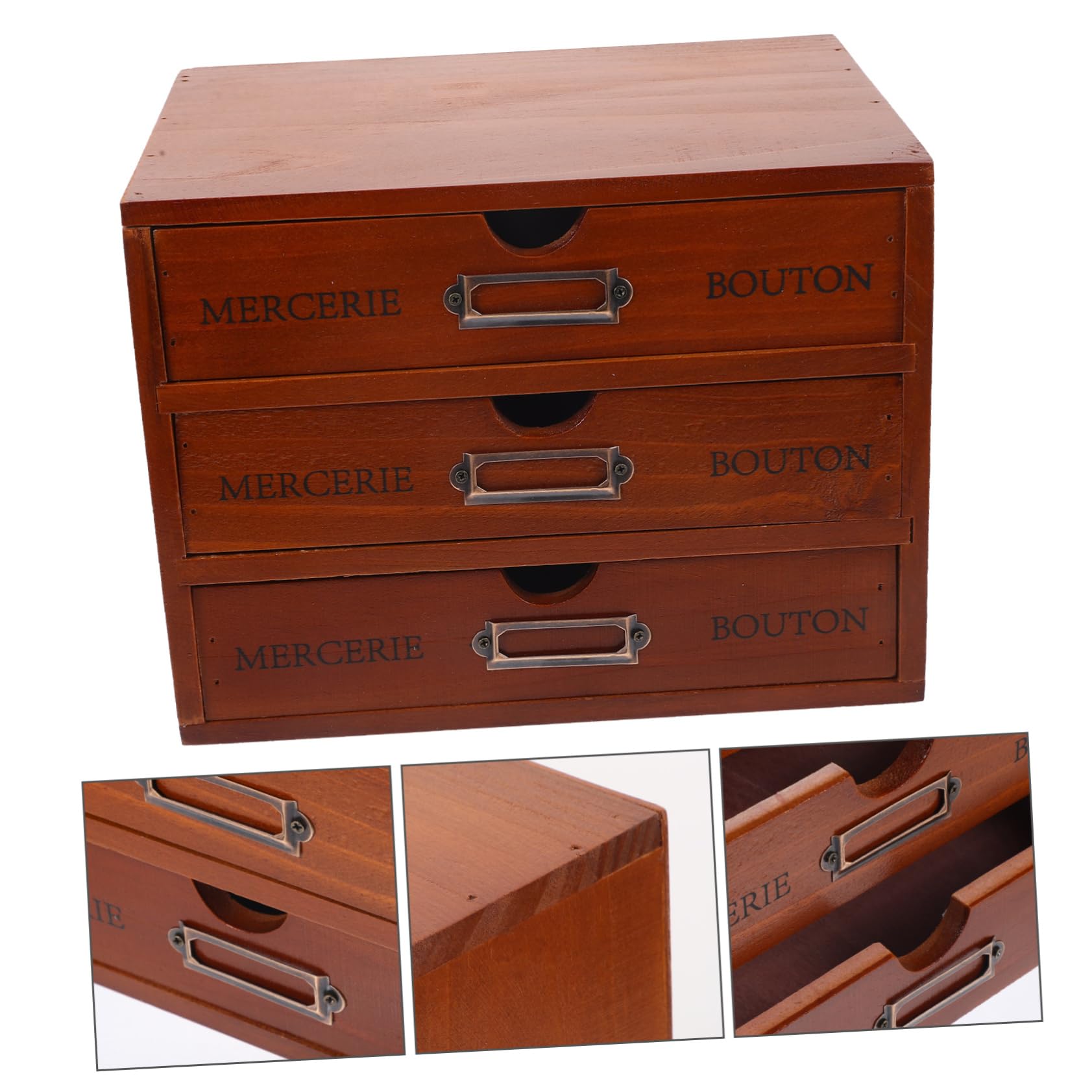 Garneck Organizzatore da Scrivania per Mantenere L'ordine in Legno Marrone 3 Cassetti Soluzione Compatta per Accessori, per Camere da Letto e Bagni