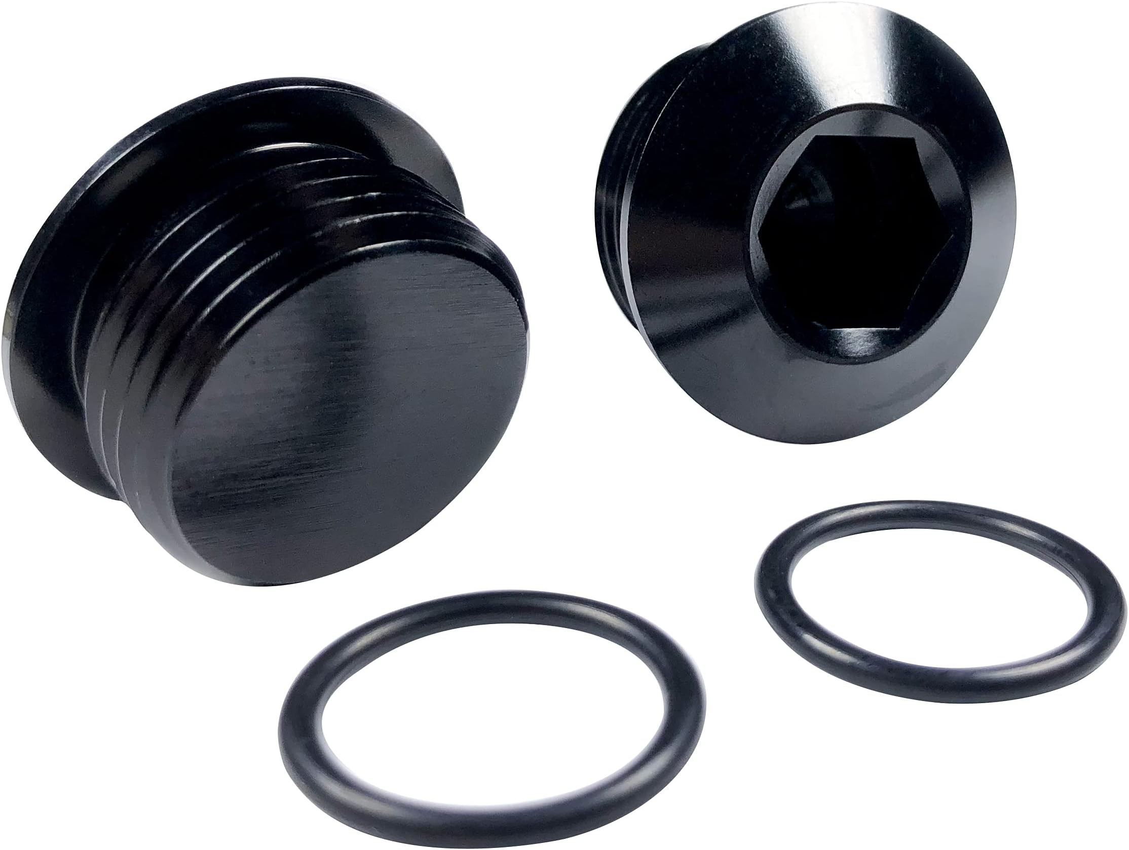 8AN Socket Plug 8 an Male Hex Head Port Plugs Aluminum Fittings Adapter with AN8 ORB Oring, Pack of 2