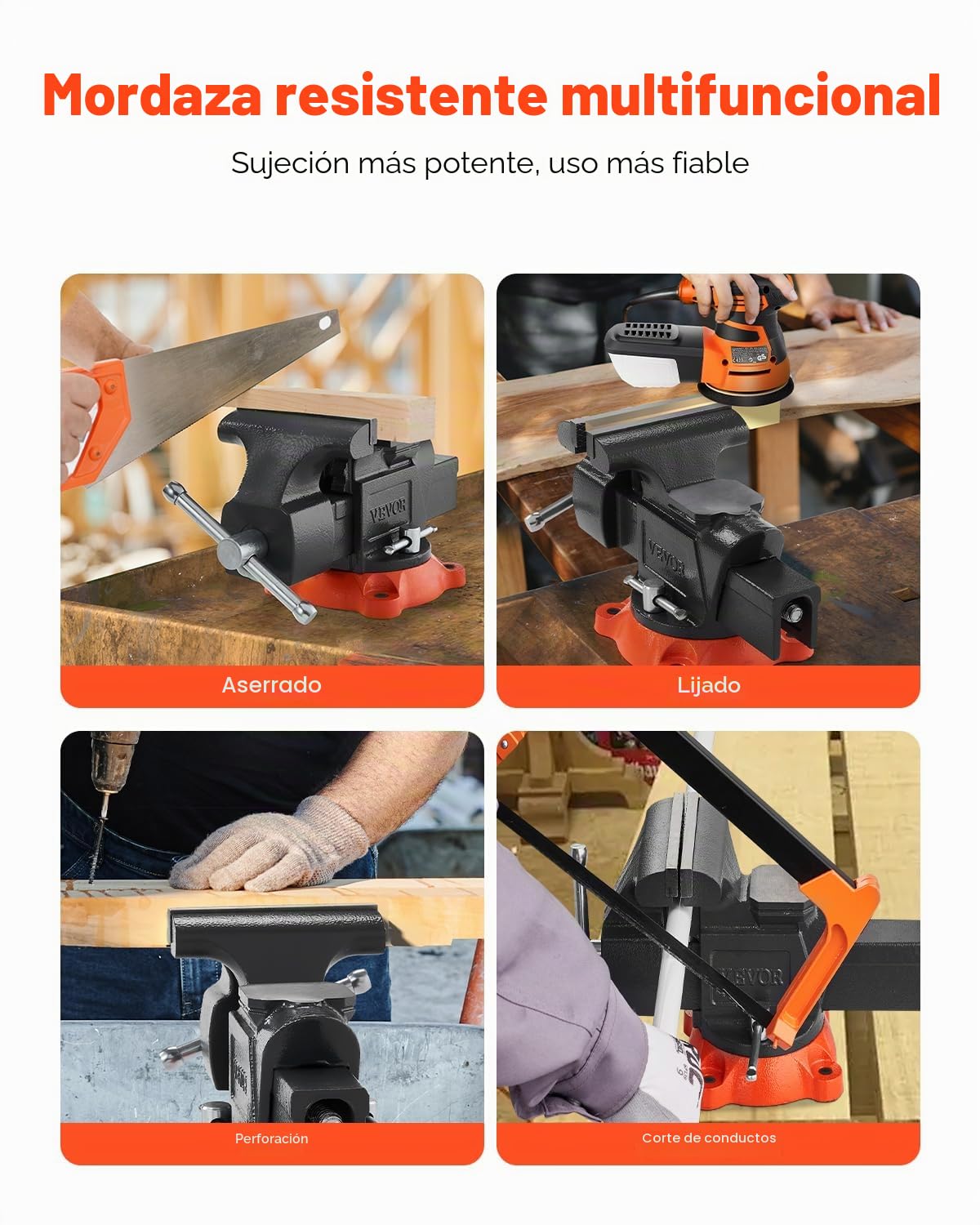VEVOR Tornillo de Banco con Base de Bloqueo Giratoria de 360° Ancho de Mordaza de 127 mm, Apertura Máxima de 127 mm, Garganta de 71 mm, Tornillo de Banco con Yunque para Sujetar Tubos Redondos