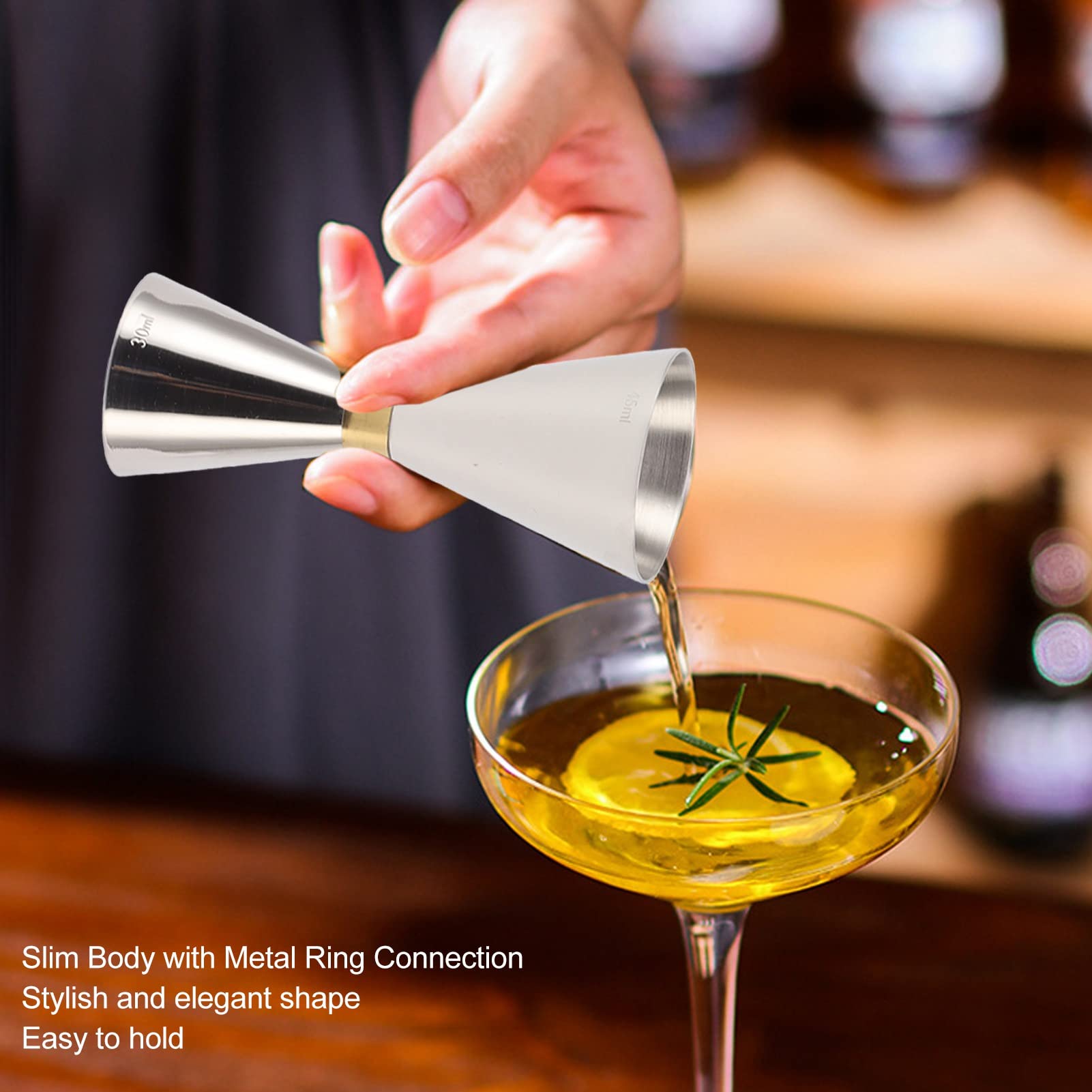 Cocktail Jigger, Double Ended Bar Jigger with Scale Japanese Jigger Stainless Steel Jigger Cocktail Measuring Jigger Bar Measuring Cup for Party (Original Color)