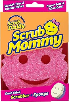Scrub Daddy Scrub Mommy Scouring Pad, Scourer Sponge, Kitchen Cleaning Products Agent with Texture Change, Scratch-Free Smiley Washing Up Sponge, Odour Resistant Sponges, Dish Sponge