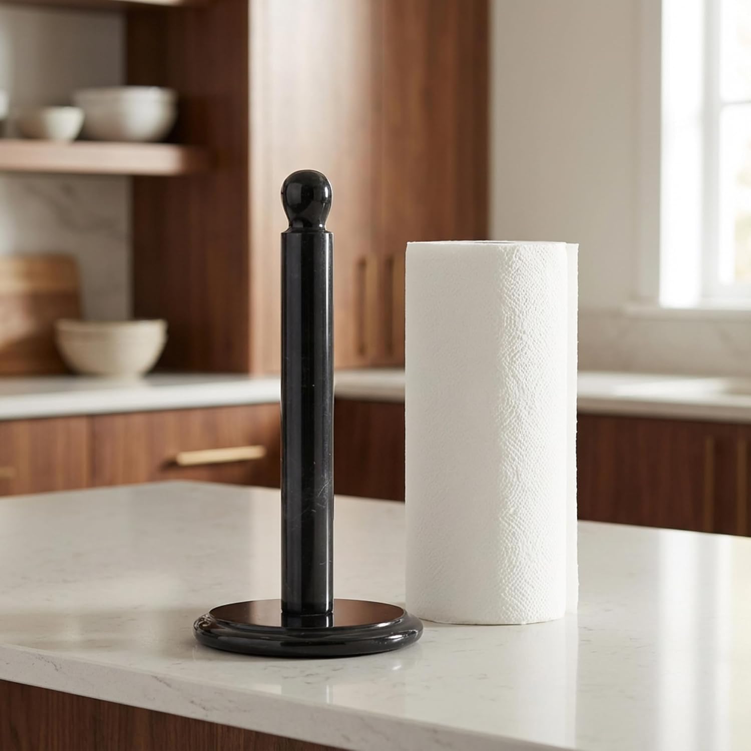 Radicaln Black Marble Paper Towel Holder – 12.5 Inch Towel Stand for Bathroom & Kitchen, Premium Handmade Countertop Towel Holder, Elegant & Durable Design
