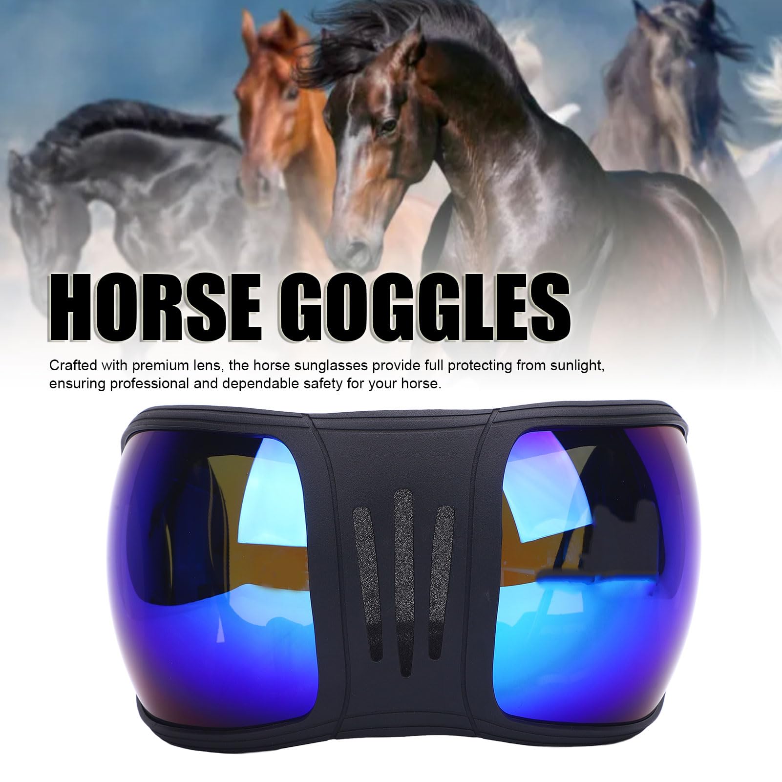 Drfeify des Lunettes de Cheval, des Lunettes de Chevaux en Plastique en Plastique Lunettes de Soleil de Chevaux avec Sac de Rangement pour Les Fournitures de Harnais