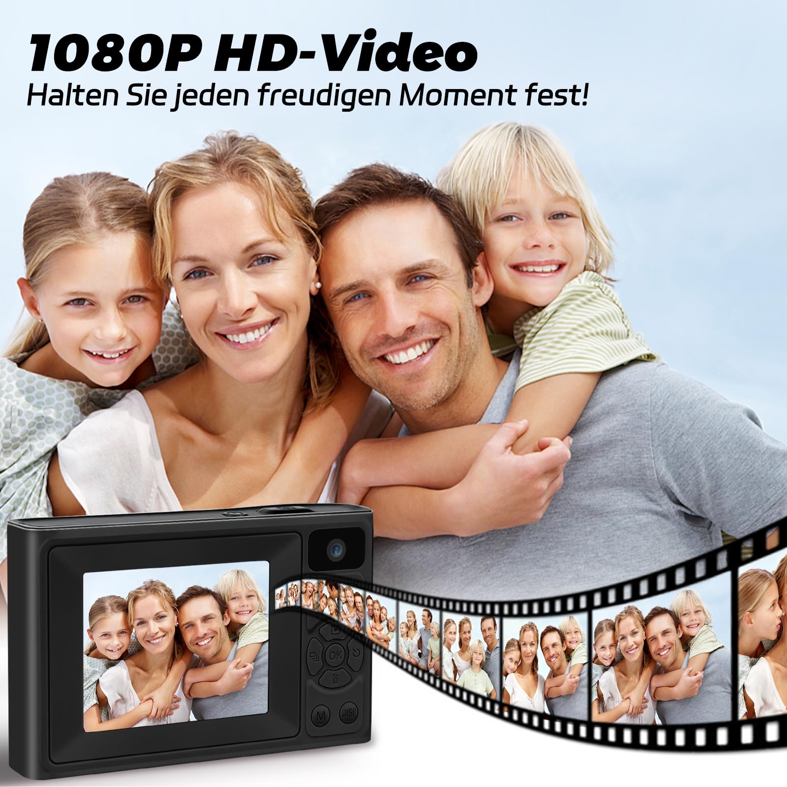 Digitalkamera 1080P 48MP Fotokamera Kamera für Kinder Jugendliche, 2,4" Tragbare Kompaktkamera mit 32GB SD-Karte, Geschenk für Studenten Anfänger Jungen Mädchen
