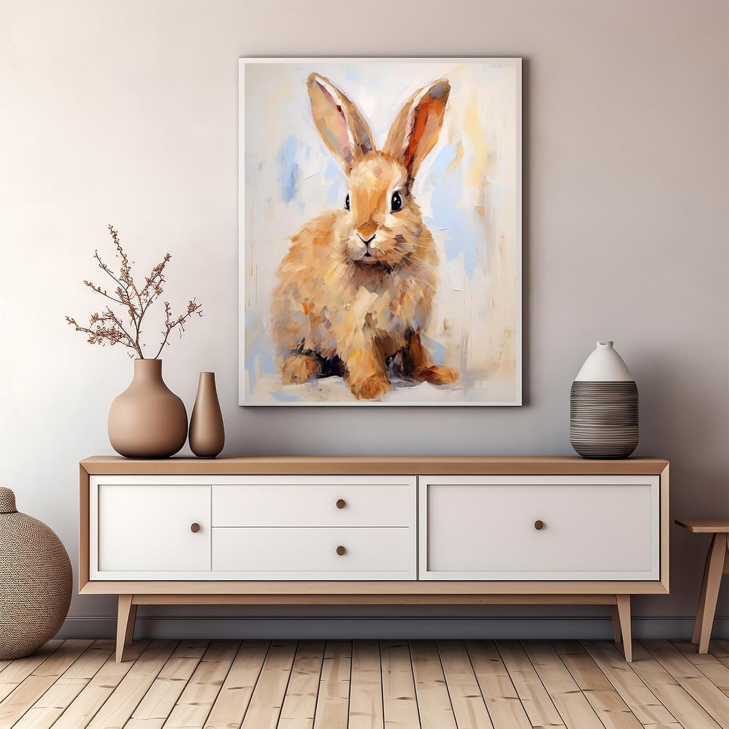 OKSGYTA Paint by Numbers Kit Digital Painting Rabbit Bunny DIY Oil Painting Drawing Canvas with Brushes Art Decorations 40x50cm
