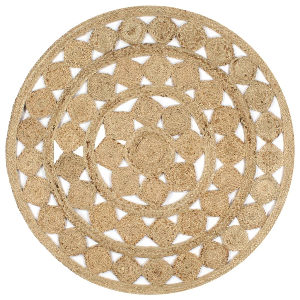 Tapis de jute tressé à la main, 120 cm, revêtement de sol, en fibre naturelle, pour décoration de salon, chambre à coucher