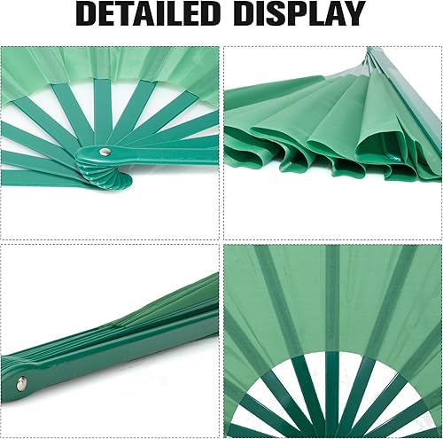 Miniatura 5 de QIRMIZI Abanico de baile de botas en la línea de tierra, 10 unidades, ventilador plegable grande para Kung Fu chino, baile, festivales de música,