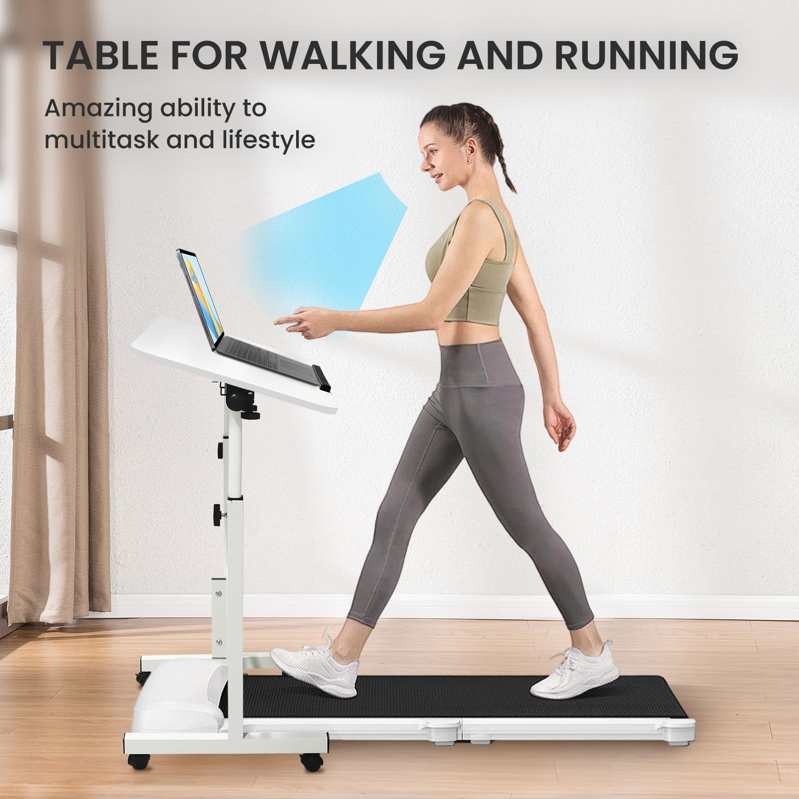 Aconcept Small Standing Desk Tiltable-Adjustable Height Mobile Stand Up Desk with Wheels 32 inch Portable Rolling Desks Laptop — view 3