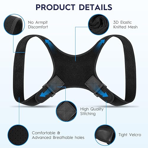 Miniatura 2 de Corrector de postura de espalda para hombres y mujeres  Sistema biónico recién ajustable soporte de espalda superior soporte de postura de hombro,