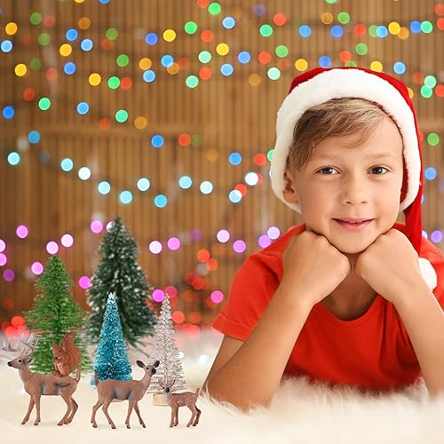 Miniatura 7 de Juego de 13 figuras de animales del bosque de Navidad, figuras de animales del bosque, figuras de animales para tartas, adornos de mesa de plástico