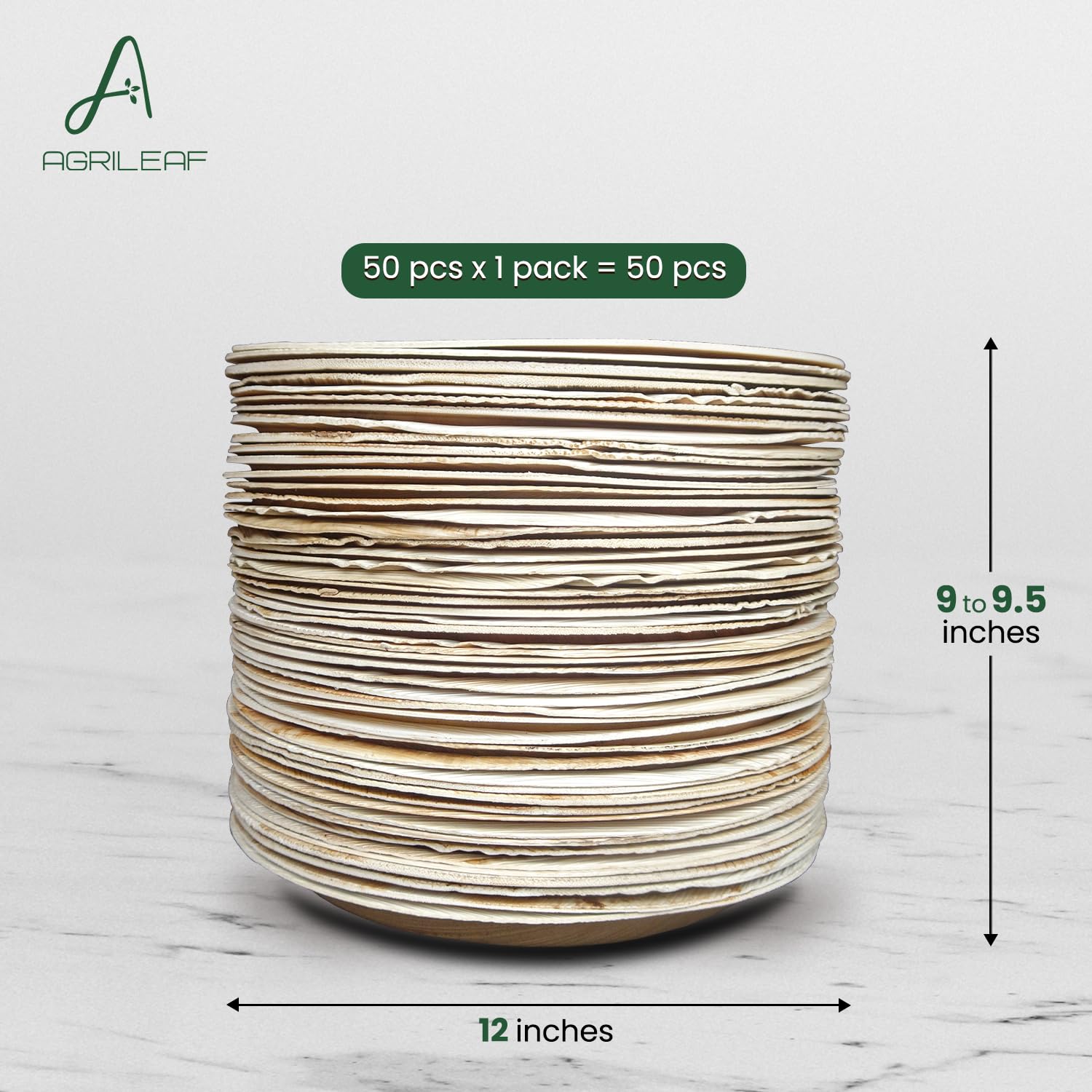 AGRILEAF Palm Leaf Disposable Plates 12 Inch Round | 50 Pack Eco Friendly Compostable Paper Areca Plates_Picnic Party Food Use and Throw Bamboo Plate 2