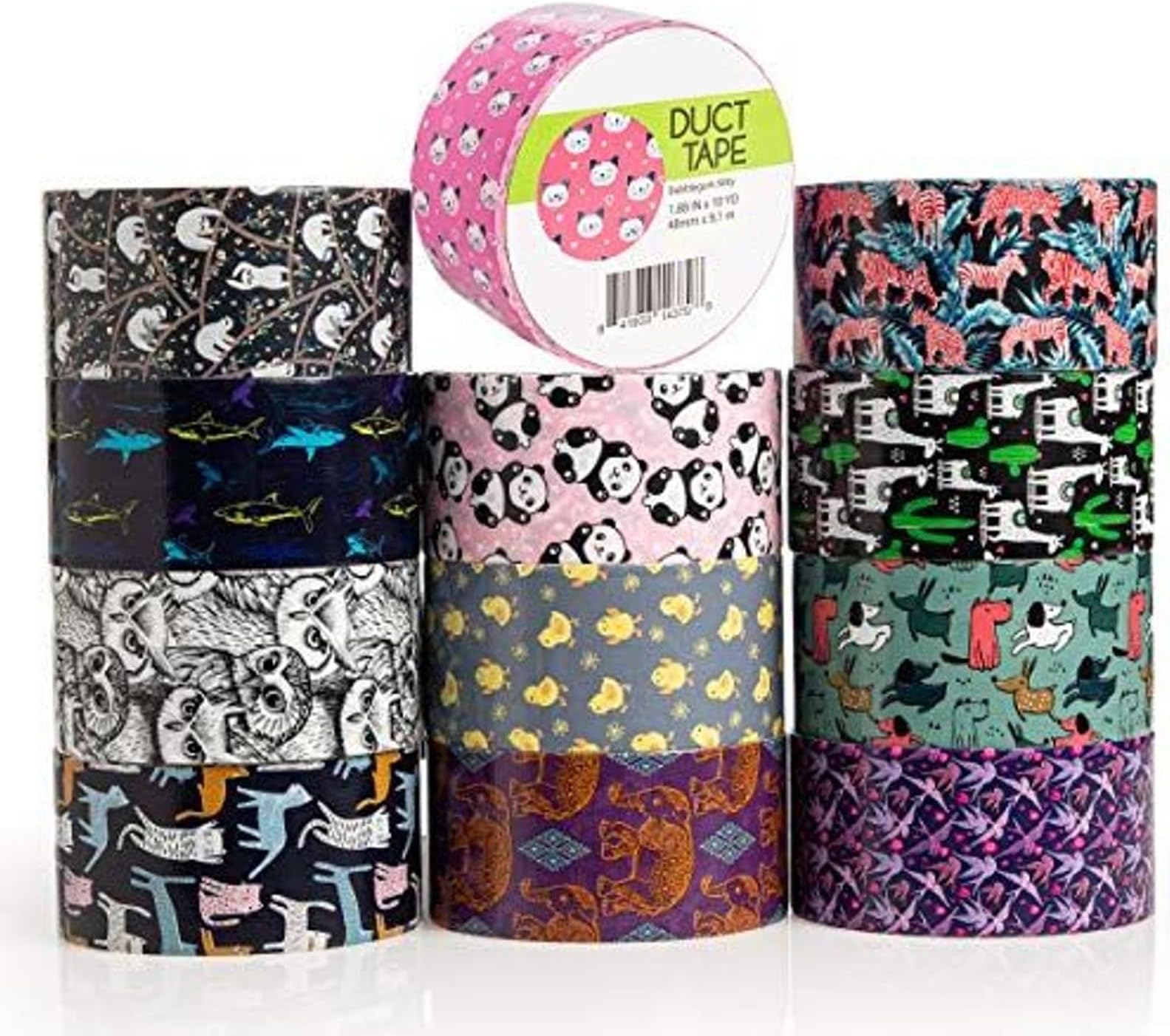 12-Pack Decorative Duct Tape Rolls - 1.88 in x 10 yd - Assorted Colors & Patterns Checkered & Animal Prints - Heavy Duty Waterproof Duct Tape Strong Adhesive for Repair & Crafts