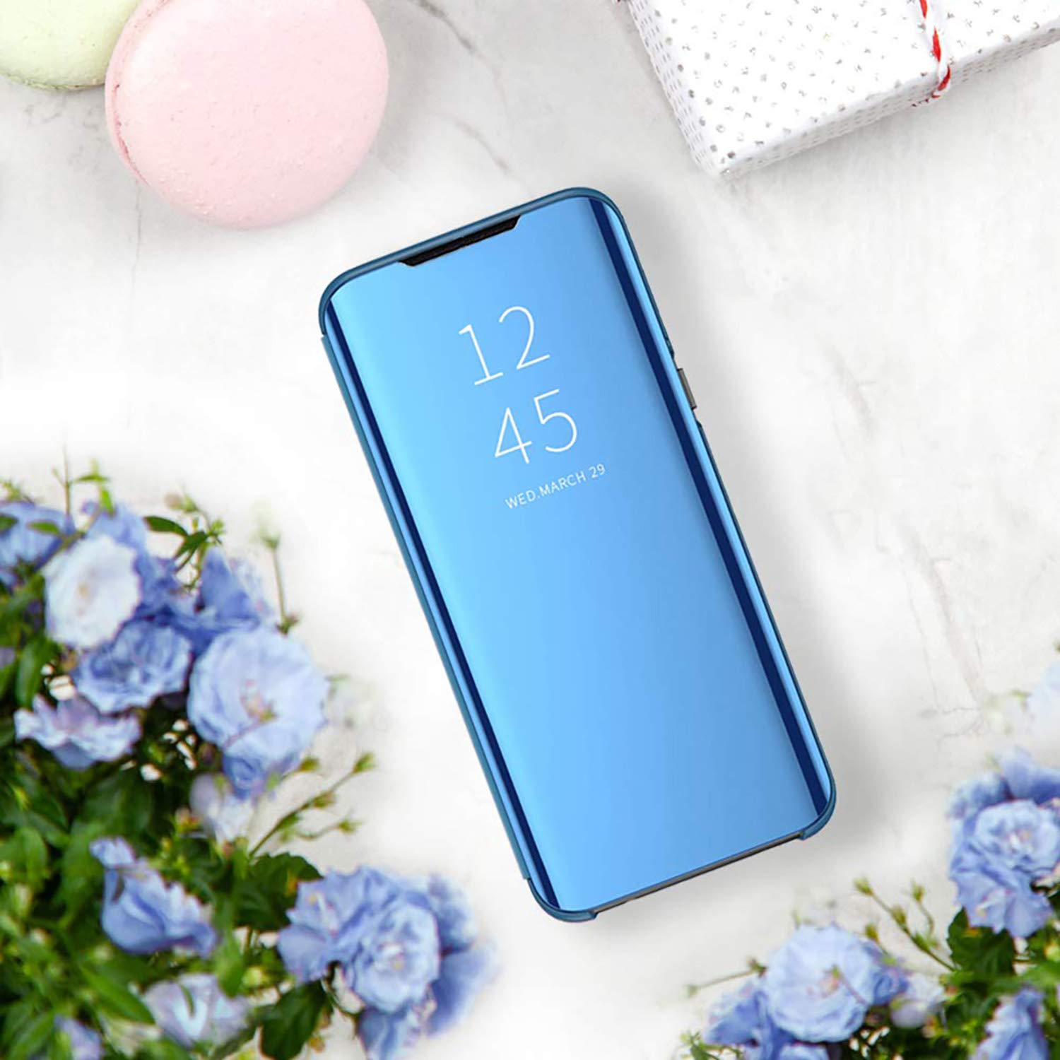 HAOYE Cover Con Specchio Per Xiaomi Redmi Note 12 Pro 5G - Custodia Flip Smart View Con Supporto, Nero, Funzione Wake-up/Sleep