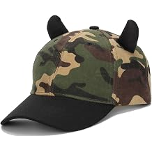 Baseball Cap for Women-Men-Camouflage Devil Horn-Ponytail Hats-Halloween Adjustable Sun Hat Unisex-Trucker Dad Hat