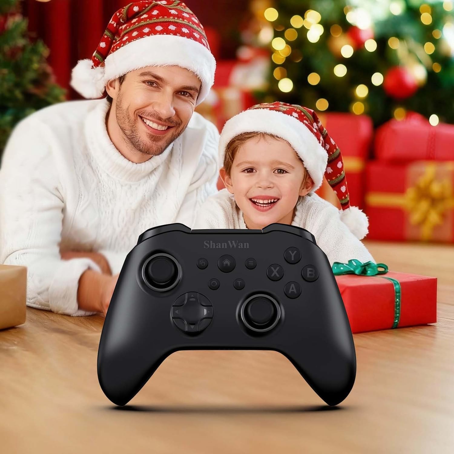 ShanWan Wireless Controller for PC, iPhone, Android, Switch, Steam, Gamepad 2.4G Bluetooth Controller with Hall Effect Trigger,Turbo,Rumble Vibration (Black) - Image 9