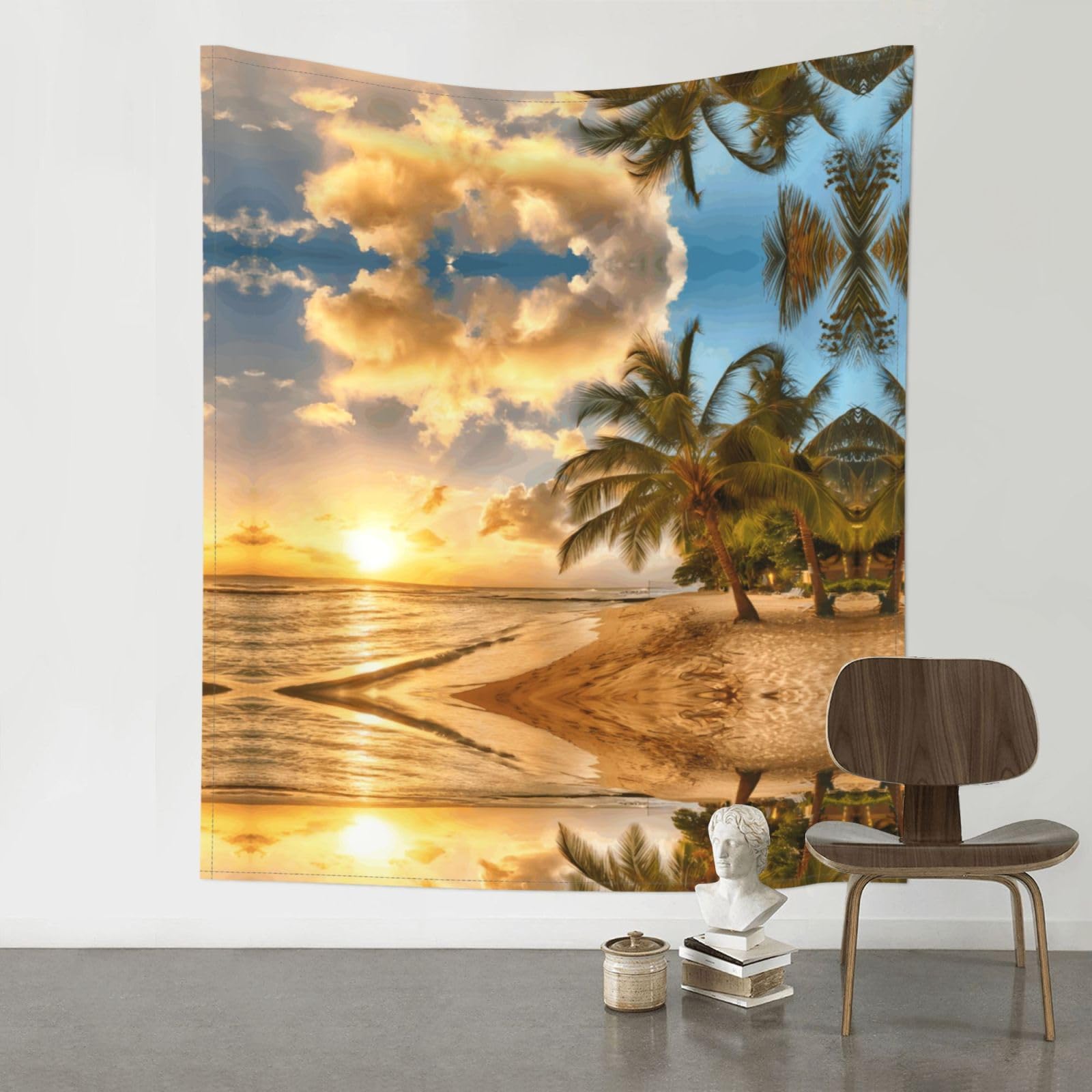 YYHWHJDE Ocean Sunset Scenery Prints 60x51in Wall Tapestry – Dreamy Bohemian Throw Blanket for Bedroom, Dorm Room & Aesthetic Living Space Decor