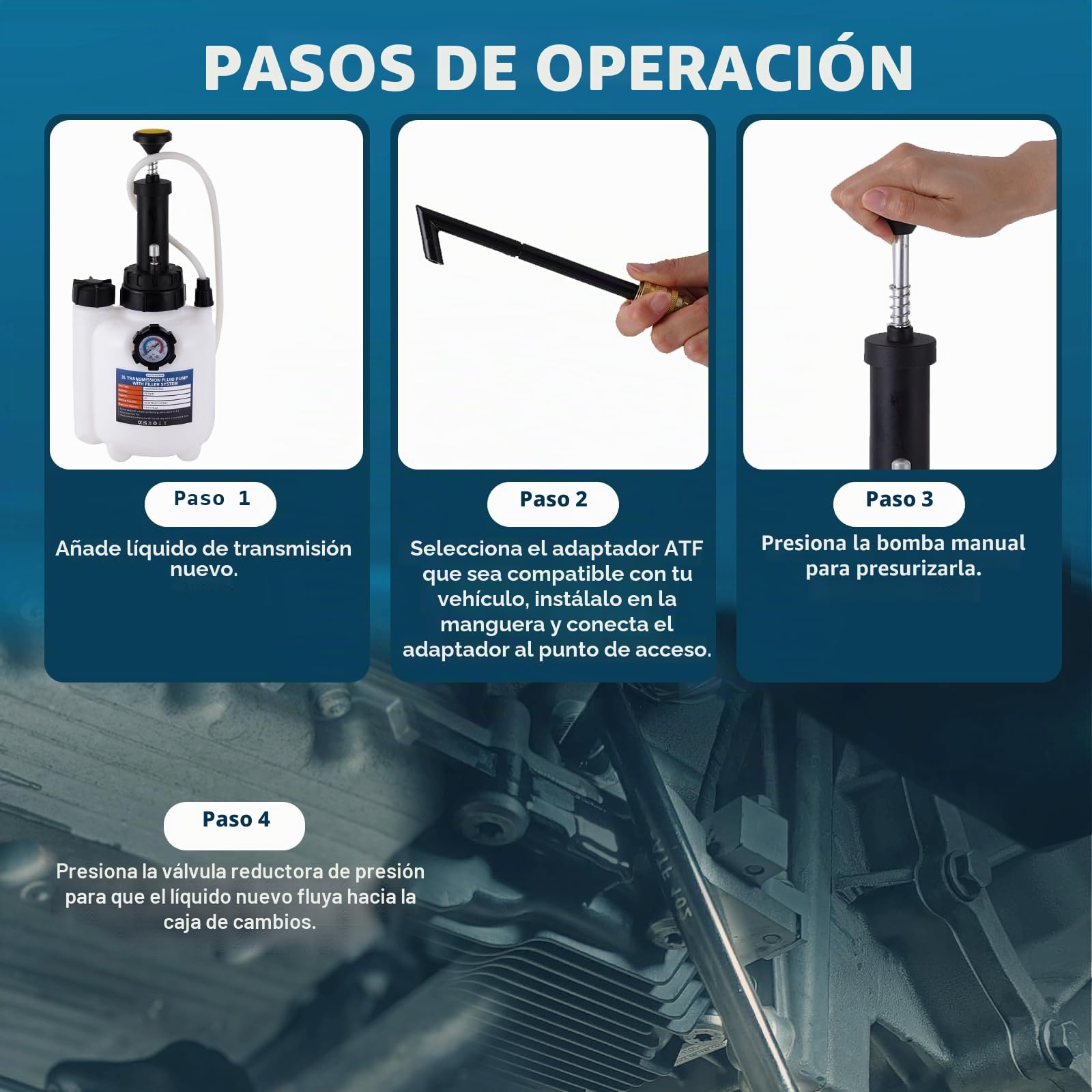BAOSHISHAN Bomba de Llenado de Aceite 3L Bomba de Transferencia de Aceite de Caja de Cambios Sistema de Llenado Manual Bomba de Líquido de Transmisión con 8pcs Adaptadores de Llenado