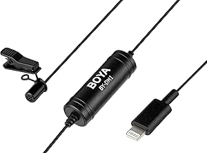 BOYA DM1 Lavalier Microphone Lapel Clip on Mic with Lightning Connector Compatible with iOS iPhone X 8 7 6 Plus iPad iPod Nano Touch Using for YouTube, Interview, Podcast, Speech, Conference, Vlog