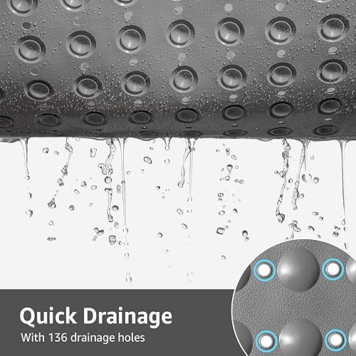 Miniatura 3 de Yolife Tapete de ducha redondo grande, 25.6 x 25.6 pulgadas, tapete de ducha antideslizante para ducha interior, tapete de ducha con orificio de