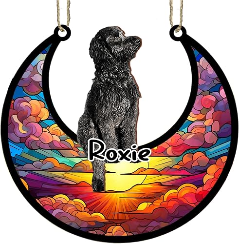 Vista 282 de LOVELYPOD Adorno de Navidad personalizado de perro pastor alemán, atrapasoles conmemorativo, adorno de Navidad de pastor alemán con nombre, pérdida