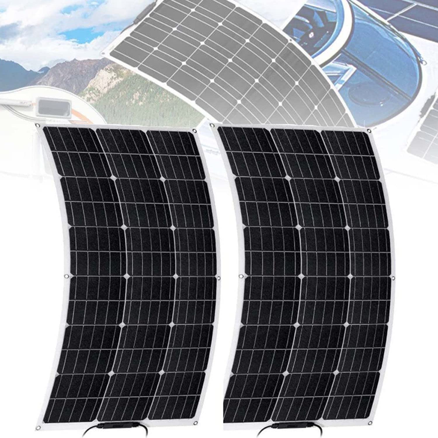 Pannello Solare Flessibile 600W 18V, Pannello Solare Monocristallino, Moduli Solari Pannello Fotovoltaico ETFE, 12V off-Grid per Camper, Roulotte, Barche, Tetti, Campeggio