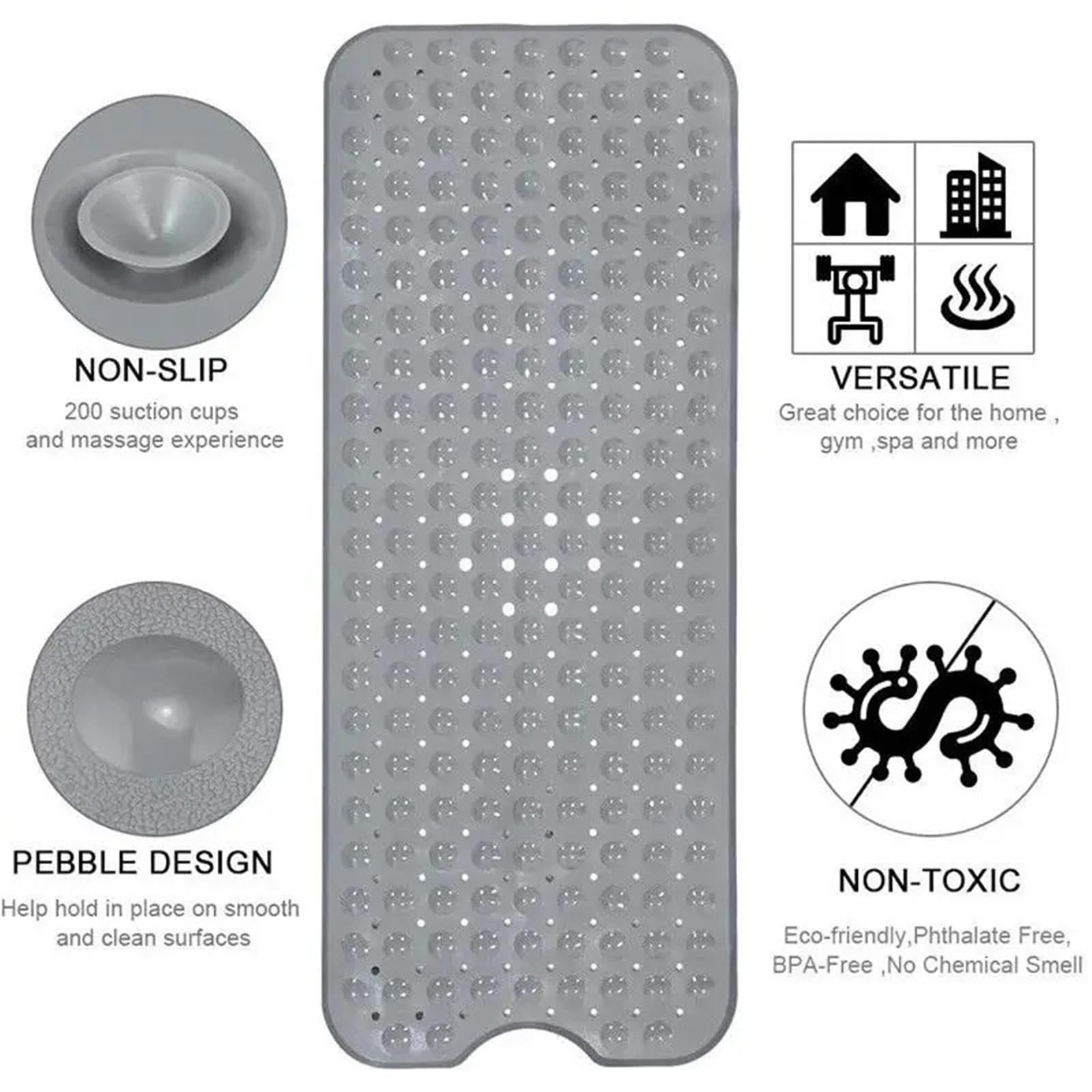 Antirutschmatte füR Badewanne 100 x 40 cm rutschfeste, schnell trocknende Badematte aus PVC