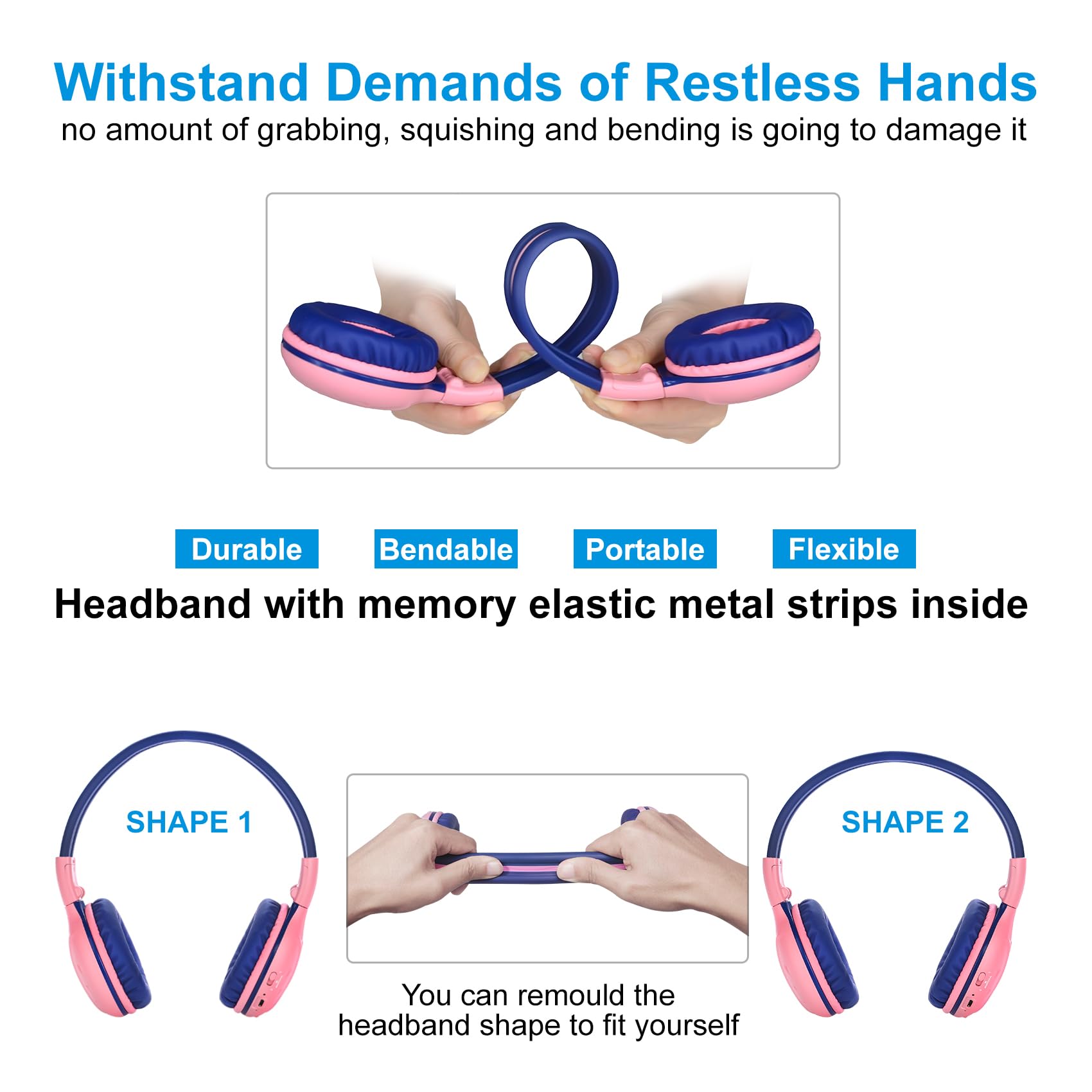 SIMOLIO Kinder Kopfhörer Mit Mikrofon - Kabelgebundenes Headset Für Gaming & Online-Lernen, Hellblau